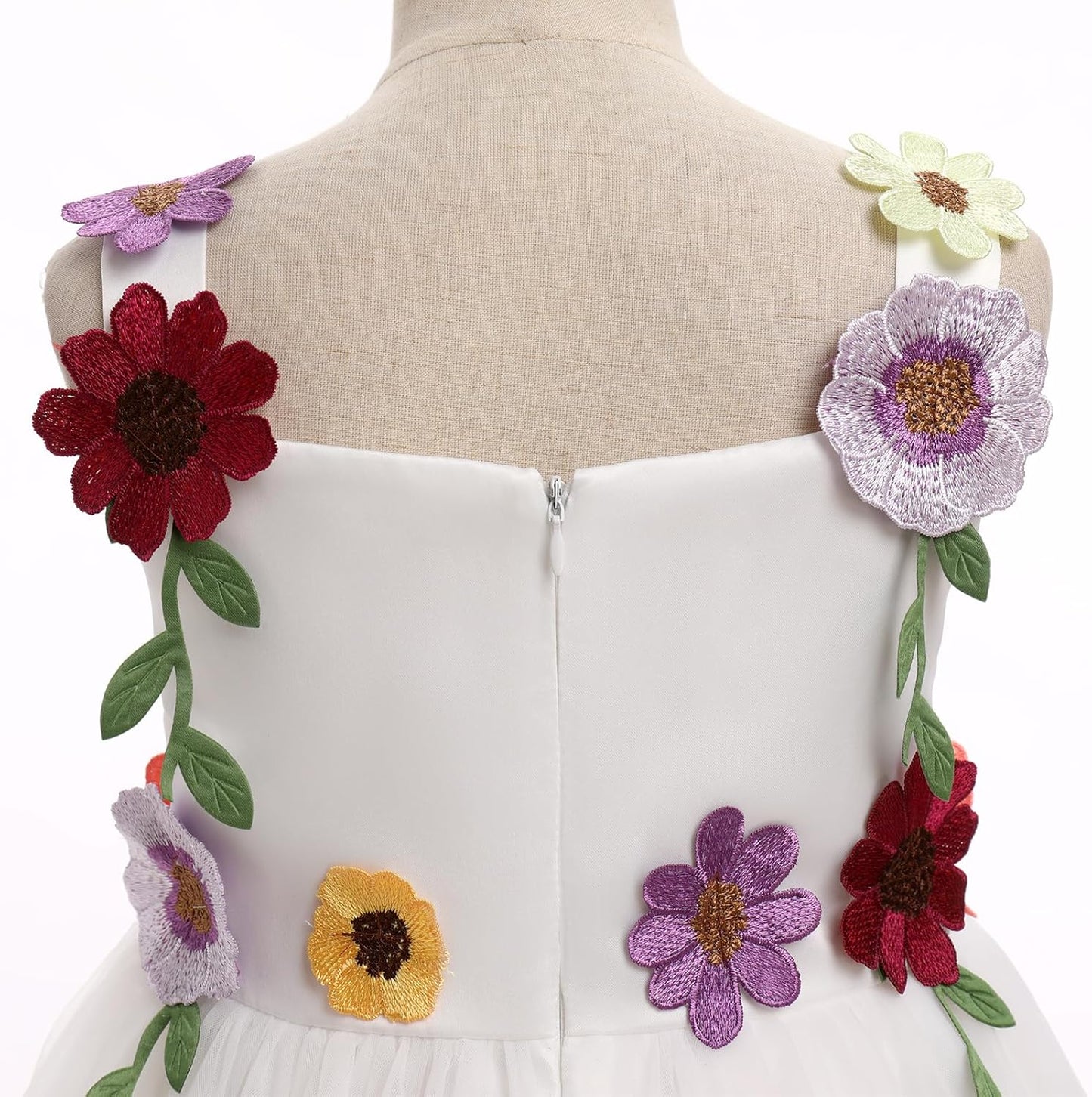 IDOPIP Toddler Baby Embroidery Flower Girl Dress for Kids Wedding Pageant Party Prom Gown Communion Birthday Tulle Dresses