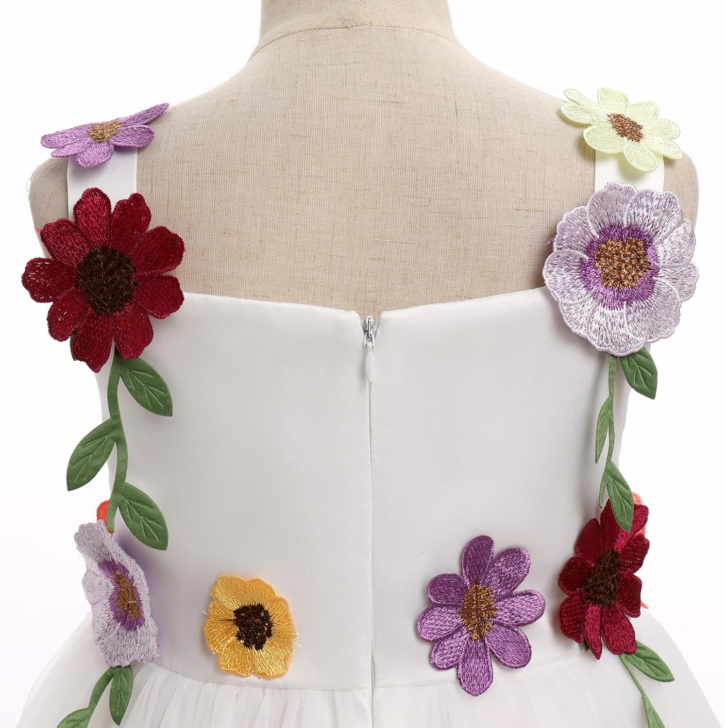 IDOPIP Toddler Baby Embroidery Flower Girl Dress for Kids Wedding Pageant Party Prom Gown Communion Birthday Tulle Dresses