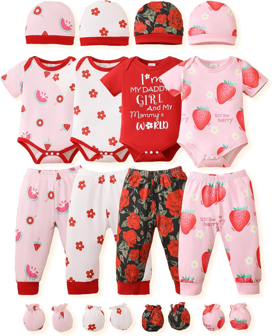 NZRVAWS Newborn Baby Boy Girl Clothes Unisex Preemie Infant Pants Laytte Set Outfits 0-18 Months 20 Pcs Essentials Gift