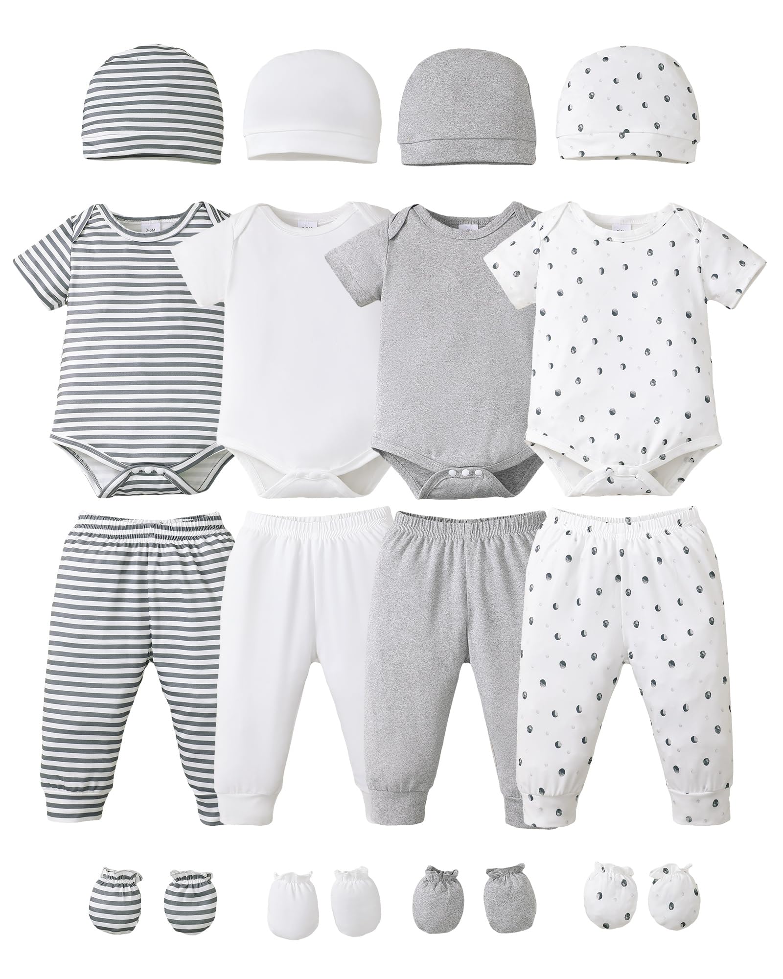 NZRVAWS Newborn Baby Boy Girl Clothes Unisex Preemie Infant Pants Laytte Set Outfits 0-18 Months 20 Pcs Essentials Gift