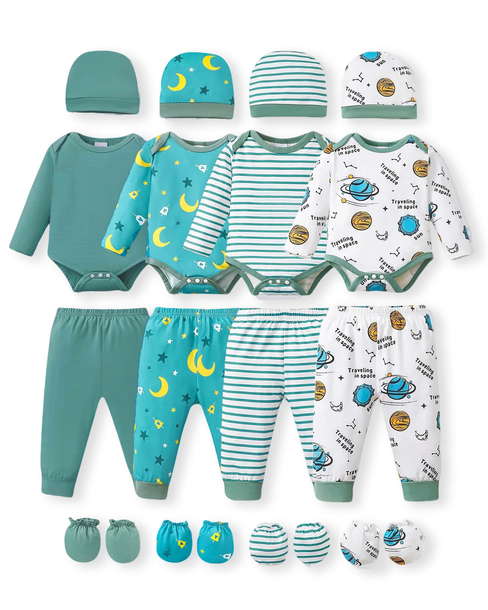 NZRVAWS Newborn Baby Boy Girl Clothes Unisex Preemie Infant Pants Laytte Set Outfits 0-18 Months 20 Pcs Essentials Gift