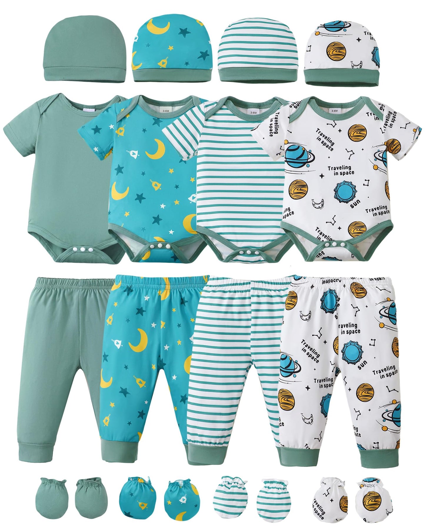 NZRVAWS Newborn Baby Boy Girl Clothes Unisex Preemie Infant Pants Laytte Set Outfits 0-18 Months 20 Pcs Essentials Gift