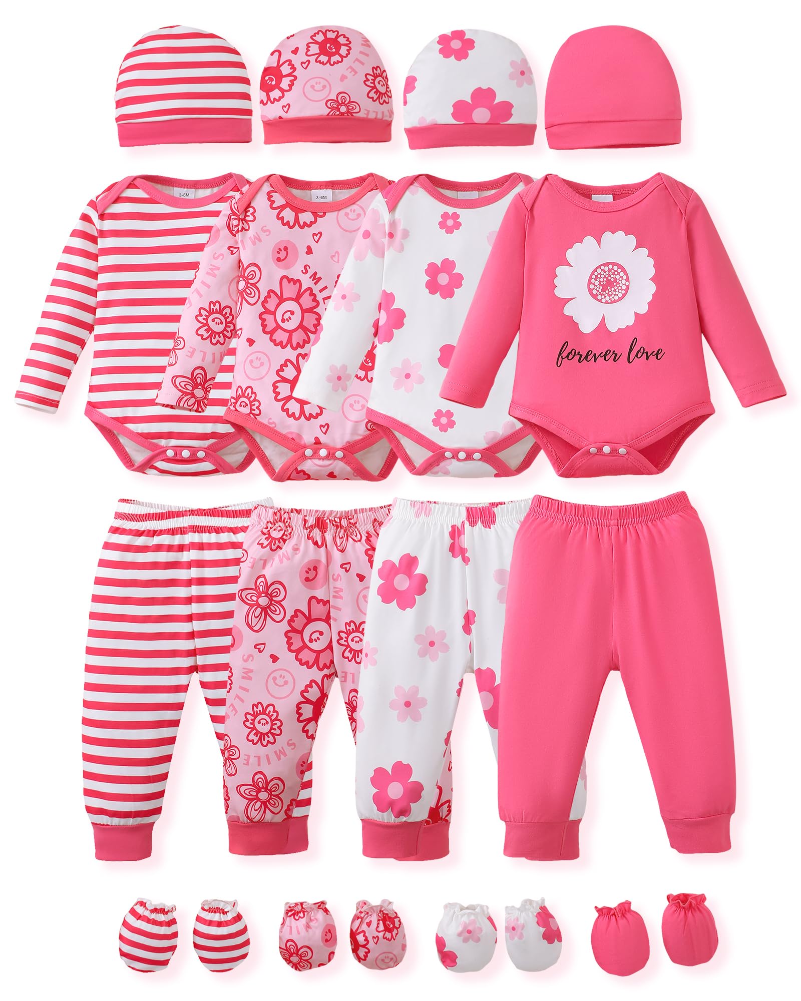 NZRVAWS Newborn Baby Boy Girl Clothes Unisex Preemie Infant Pants Laytte Set Outfits 0-18 Months 20 Pcs Essentials Gift