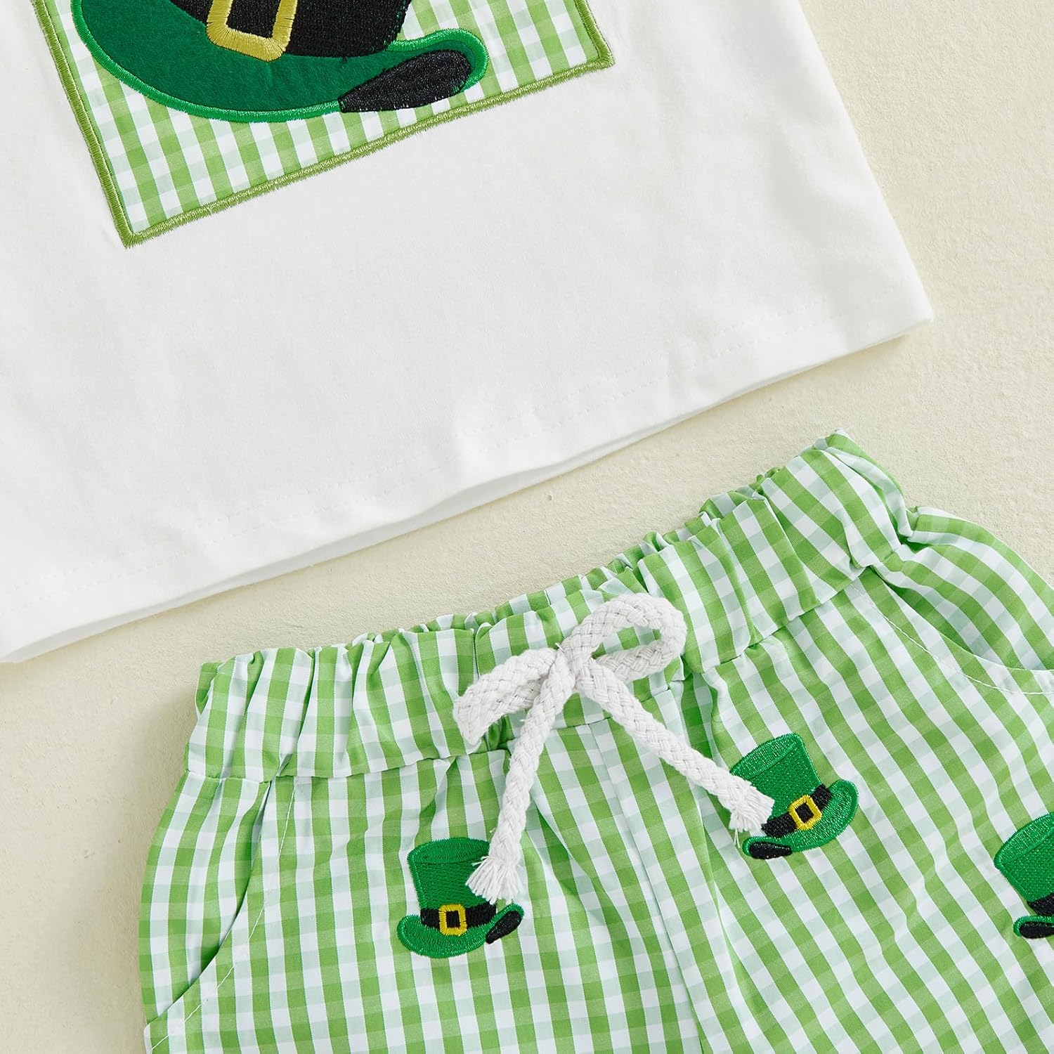 Baby Boy St Patricks Day Outfit Short Sleeve T-Shirt Green Plaid Shorts Summer Clothes Toddler Outfits