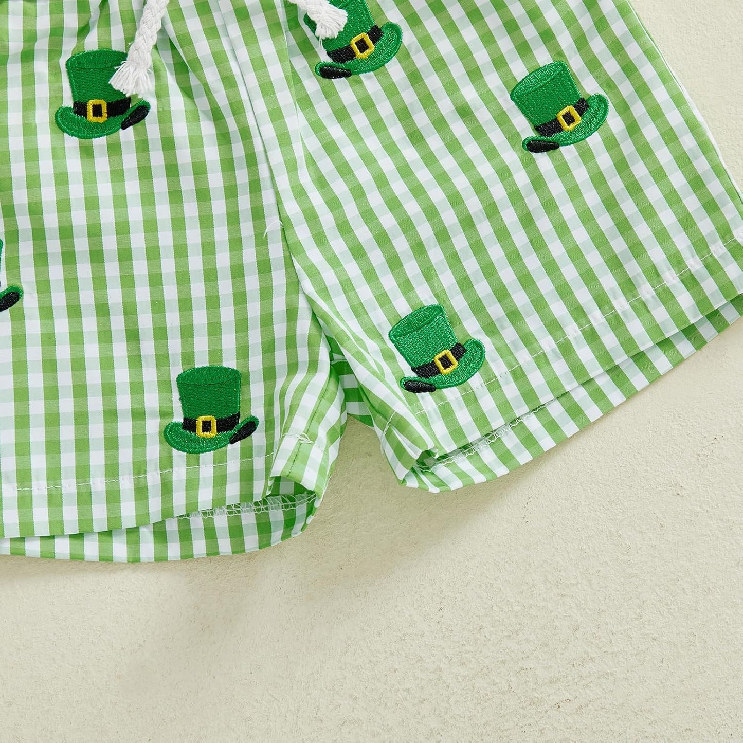 Baby Boy St Patricks Day Outfit Short Sleeve T-Shirt Green Plaid Shorts Summer Clothes Toddler Outfits